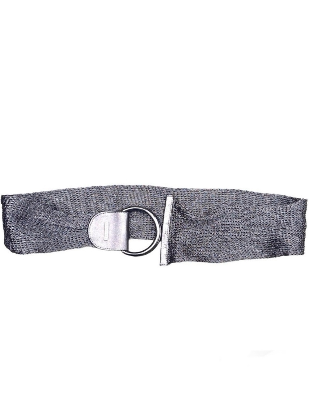 Designer Suzi Roher Wide Mesh Belt with Double O-Ring Gun Metal Silver Tone